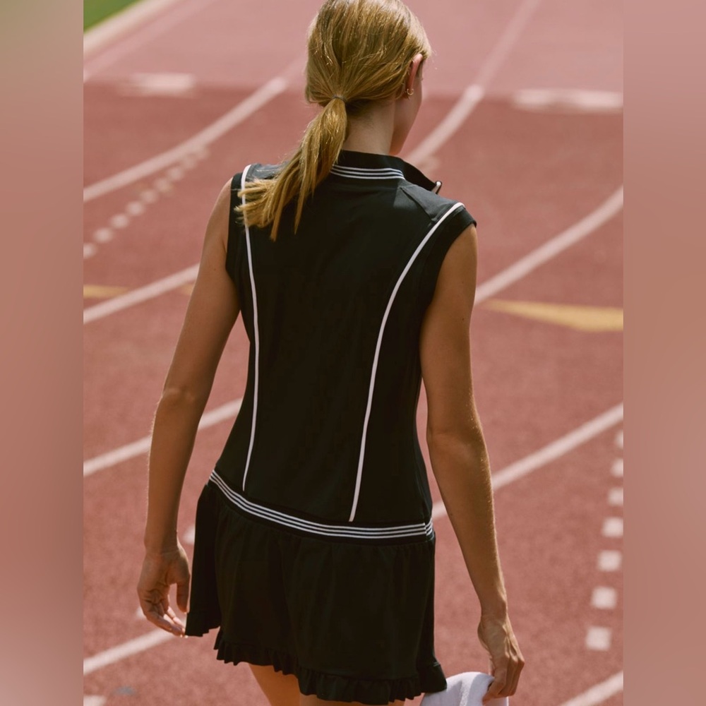 Daily Practice Black Quarter Zip Drop Waist Mini Dress Size M NWT - Picture 3 of 6